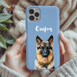 Custom Pet iPhone Case, Personalized Dog or Cat Photo Phone Cover with Name, Watercolor Style Tough Case for iPhone 16 15 Pro 14Pro Max 13