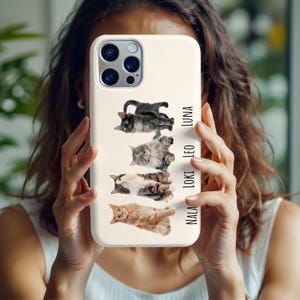 Custom Pet iPhone Case, Personalized Dog or Cat Photo Phone Cover with Name, Watercolor Style Tough Case for iPhone 16 15 Pro 14Pro Max 13