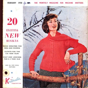Vintage 50s magazine &quot;Modern Knitting&quot; PDF instant download knit patterns for machine knitters Brother KnitMaster Silver Reed retro old