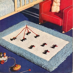 Vintage Häkelanleitung Wollteppich Babyzimmer Kinderzimmer scotty dog pdf Anleitung Wollteppich G 4,25 mm Wolle Wolle 10 fädig