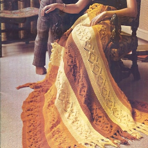 Vintage KNITTING PATTERN PDF download knit fringe afghan bedspread bed cover home decor blanket 10 ply worsted 9wpi needle 7 mm No 10.5