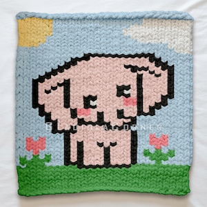 Łatwy WZÓR DO ROBIENIA NA DRUTACH - kocyk w kształcie słonia robiony na drutach palcami - włóczka Big Jumbo - kocyk dla małych dzieci - samouczek w formacie PDF