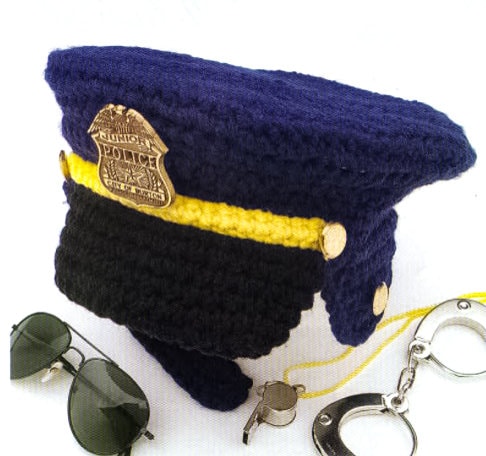 Police Hat Crochet Pattern - vintage of 90s pdf tutorials Kids Officer Sheriff Cap Childs Role-playing for Costume events Educational games