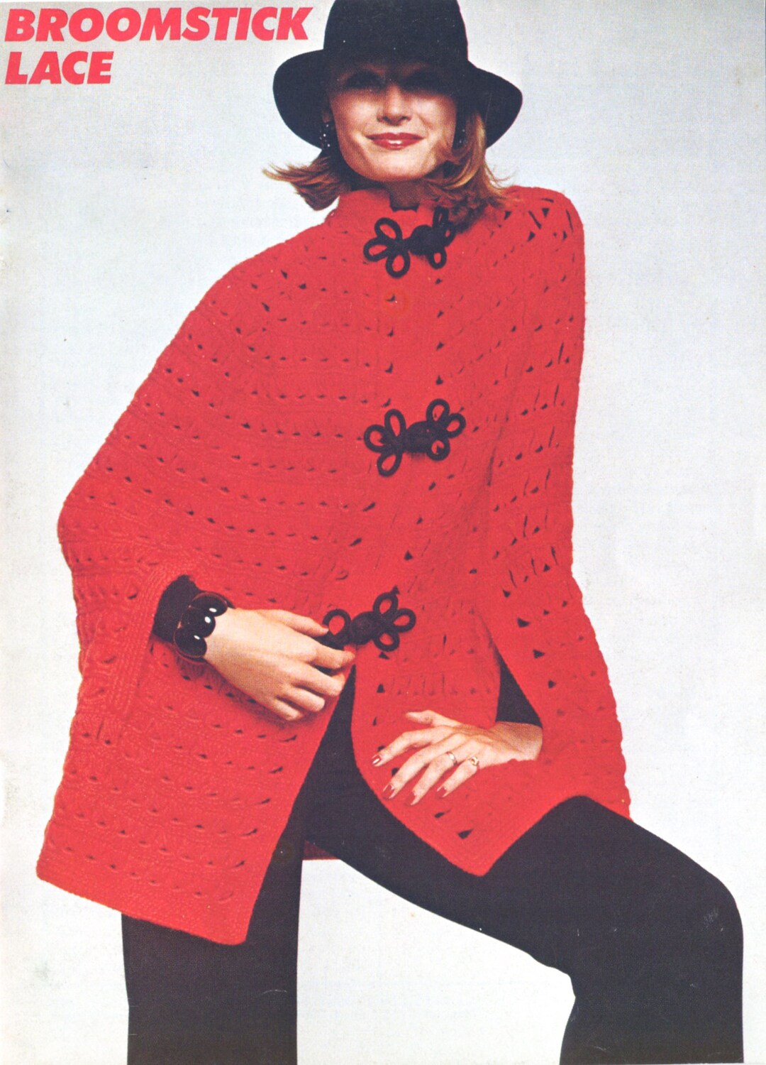 Vintage CROCHET PATTERN 70s Pdf Woman Broomstick Lace Cape Instant ...