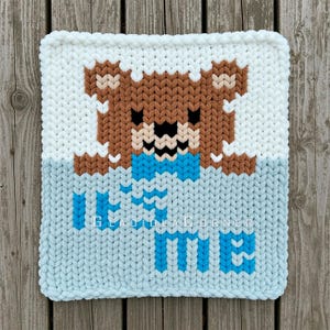 Teddy Finger Knitting Pattern - Cute Bear Baby Chunky Blanket - Colorwork motif - PDF file