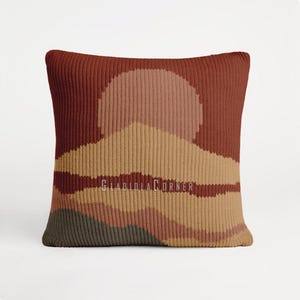 Patrón de tejido para cojín Sunset: funda de cojín de punto cuadrada pequeña de 35 cm (14 pulgadas) - hilo de grosor aran