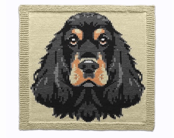 Cocker Spaniel Knitting Chart - floppy ears dog graph and written knit pattern - dublicate stitch intarsia motif for sweaters, pillows, bags