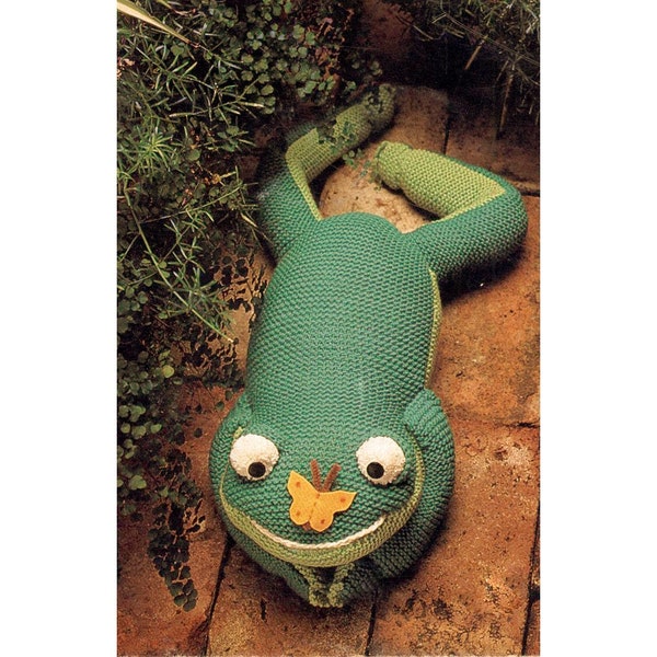 Vintage KNITTING PATTERN pdf instant download knit frog lenght 32 cm 12.5'' garter stitching baby toys knit tutorial yarn 5 ply sport 12 wpi