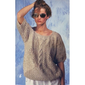 Womens t-shirt Vintage KNITTING PATTERN PDF instant download knit linen summer tshirt tutorial blouse lightweight round neck lace linen top