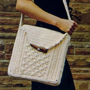 Vintage 70s CROCHET PATTERN bolso de pescador PDF tutorial cartero bolso de hombro crossbody sobre bolso mujer tote maqueta bolso estambre 10 ply