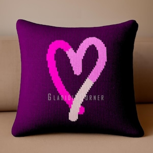 Heart Knit Pillow - Knitting Pattern - square cushion cover 45 cm (18 in)