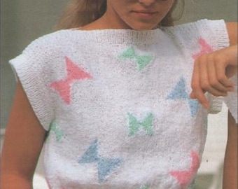 Bond KNITTING Machine PATTERN Vintage PDF knit womans tee t shirt top summer lightweight slipover top sleeveless pullover boat neck sweater