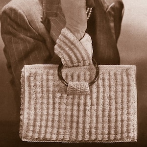 Vintage 1940s CROCHET PATTERN PDF tutorial mujer bolso de embrague bolso bolso pulsera bolso boda nupcial pulsera anillo bolso 40s retro antiguo