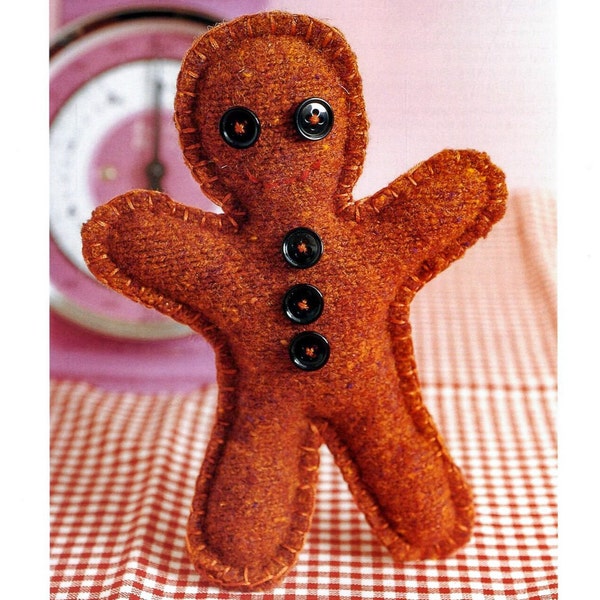 Gingerbread man PDF knitting and felting pattern kids christmas childrens toys gift digital download 4 ply fingering wool yarn easy knit