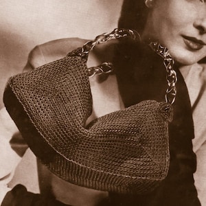 Vintage 1940s CROCHET PATTERN PDF tutorial woman clutch zip bag purse handbag slide fastener wedding bag zipper bridal wristlet evening bag