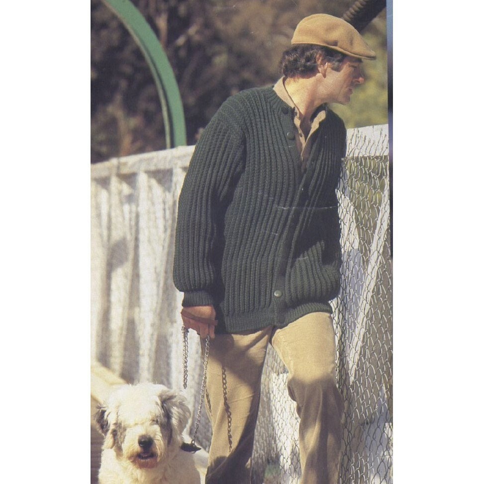 Mens Cardigan KNITTING PATTERN PDF Download Knit Buttons Pullover