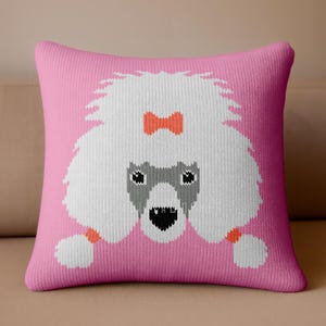 Poodle Pillow - Knitting Pattern - Knit Cushion cover - 18" x 18" (45 x 45 cm)