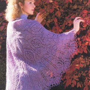 Knit women lace shawl KNITTING PATTERN pi circular shoulder cover up wrap doily round wedding shetland scarf digital tutorial Vintage 80s