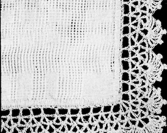 Vintage 50s CROCHET PATTERN antique handkerchief sachet crochet lace edge PDF tutorial kerchief hankie cotton napkin edging retro tablecloth