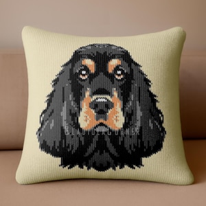 Cuscino Cocker Spaniel - Modello per maglia - grafico e scritta per cane con orecchie cadenti - lavorazione a colori per maglioni, cuscini, borse