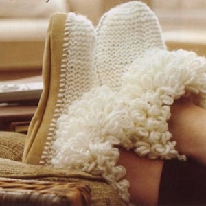 Womens knit chunky boots  KNITTING PATTERN PDF easy instruction bulky 12 ply wool yarn patons, sols slippers garter stitching needles 5.5 mm