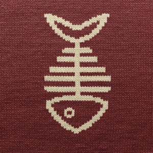 Fish Skeleton Knitting Chart – PDF Diagram and Written Instructions – For Machine Knitting, Intarsia, Duplicate Stitch, Fair Isle