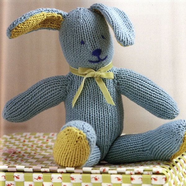 Knit Bunny PDF knitting pattern kids easter rabbit childrens toys gift digital download aran cotton yarn 10 ply easy vintage tutorial