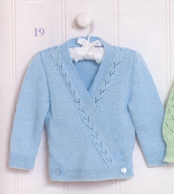 Baby Cross Over Cardigan With Lace Insert KNITTING PATTERN PDF
