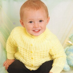 Baby texture cardigan with rib yoke Vintage KNITTING PATTERN PDF instant download raglan button jacket boy knit pattern tutorial jumper kids
