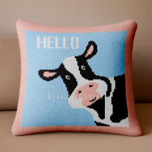 Cuscino mucca divertente - modello a maglia - federa quadrata 45 cm (18 pollici)