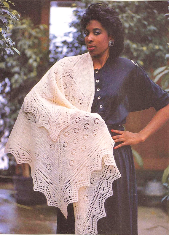 KNITTING PATTERN Knit Women Lace Shawl Square Shoulder Cover