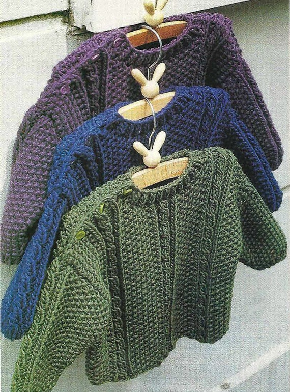 Baby zaadsteek trui Vintage PDF BREIEN PATROON kind gebreide trui