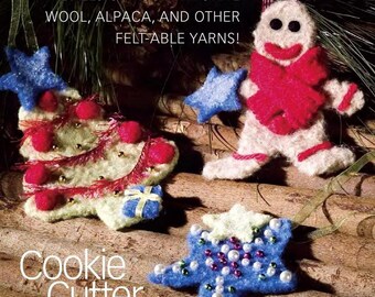 Pattern PDF vintage felting tutorial felted beads stars christmas tree bobbles gingerbread man cookie cutter ornaments digital download file