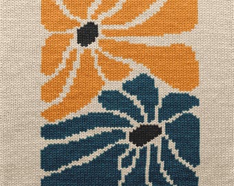 Abstract Floral Bloom Knitting Chart – PDF Pattern for Machine Knitting, Intarsia, Duplicate Stitch, Fair Isle colorwork