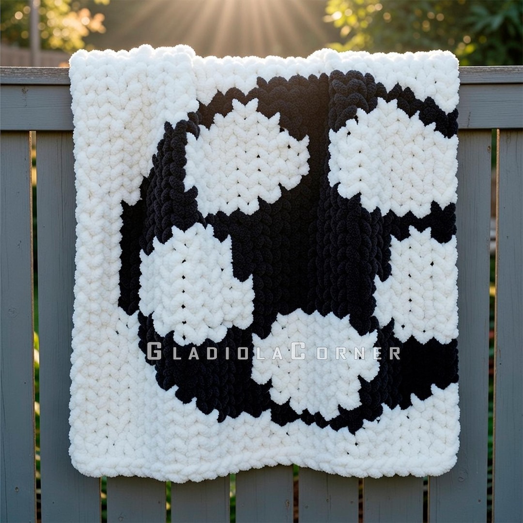 Soccer Finger Knitting Pattern - Cozy Football Baby Chunky Blanket ...