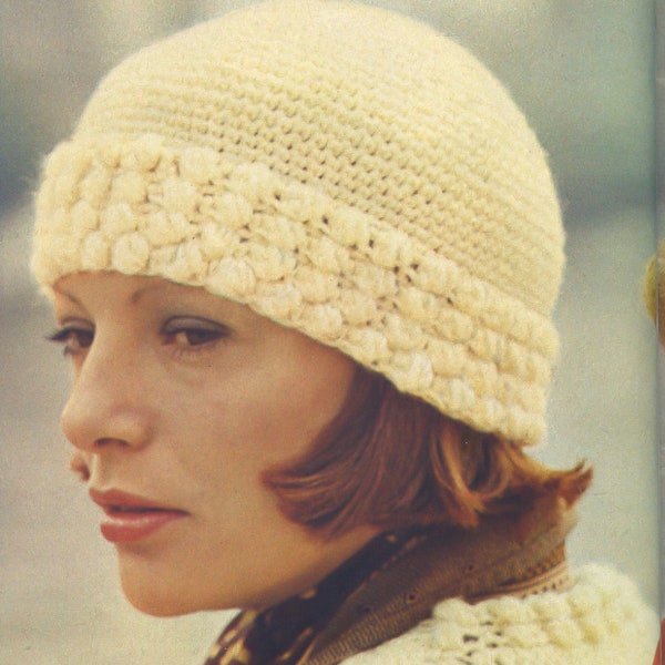 Vintage CROCHET PATTERN pdf tutorial womens long jacket and hat pineapple stitch beanie cap cardigan worsted 10 ply 9 wpi afghan wool hook 5