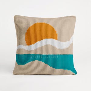 Wzór na robienie na drutach poduszki Sunshine Pillow – mała kwadratowa poszewka na poduszkę 35 cm (14 cali)