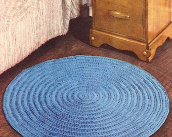 Circular rug Vintage CROCHET PATTERN diameter 31 inches pdf tutorial instant download cotton bedroom retro carpet round tapis 40s spread