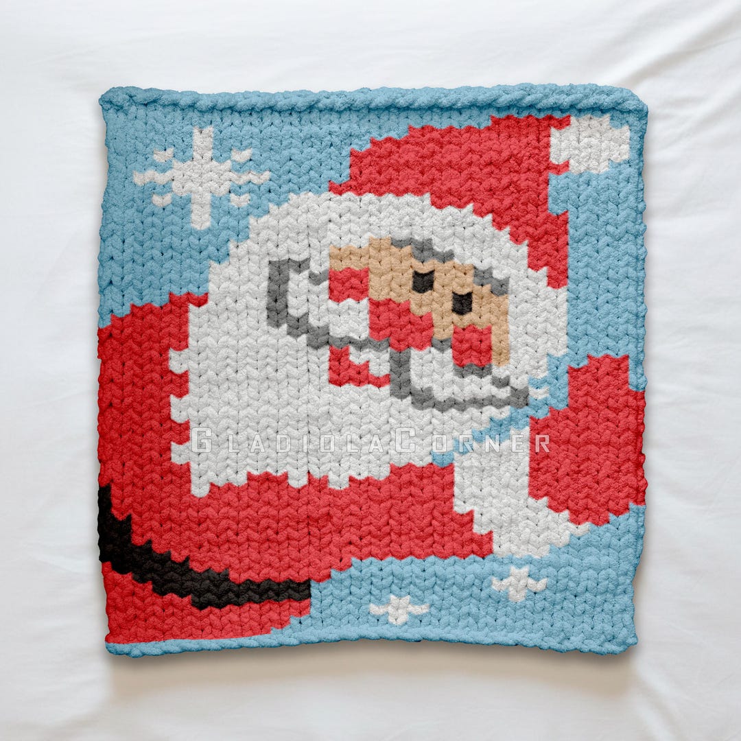 Santa Claus Finger Knitting Pattern | Christmas Graphghan Blanket ...
