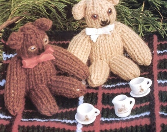 KNITTING PATTERN knit mini teddy bear 2.5''/6 cm long, soft baby small toys girls boys 90s PDF tutorial digital download worsted aran 10ply