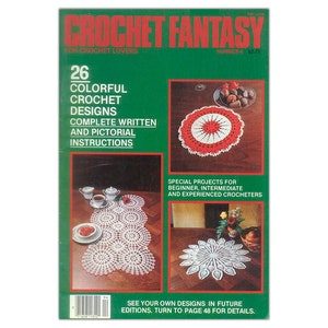 26 patterns - Crochet Fantasy No. 4 - Vintage Crochet Magazine PDF digital download - Doilies, Runners, Wearable Projects