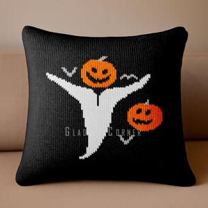 Stickmönster till Ghost Pillow i PDF-format - fyrkantigt stickat kuddfodral 45 cm (18 tum)