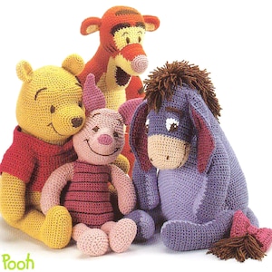 Vintage CROCHET PATTERN Winnie Pooh and Friends Tigger Eeyore Piglet ebook PDF tutorial instant download christmas gift ideas Stuffed Toys
