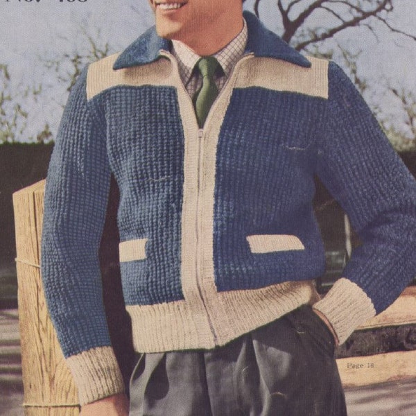 Mens Cardigan Zipper Knitting Pattern Etsy