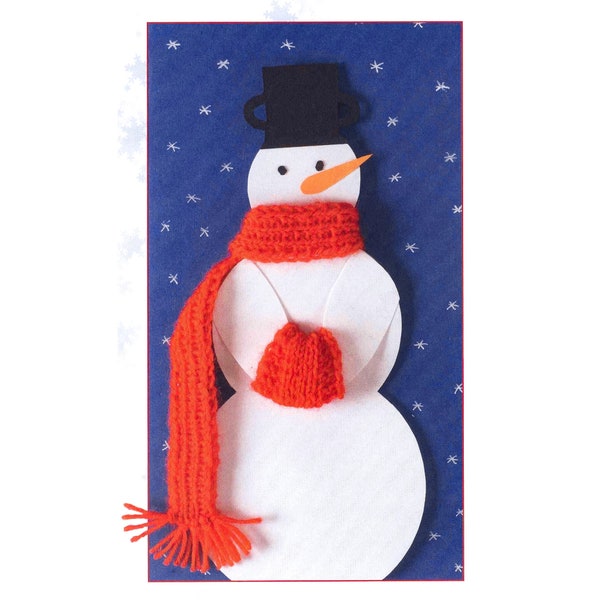 Vintage PDF KNITTING PATTERN christmas knit snowman card christmas gift xmas card decorations miniature with scarf muff mittens hats family