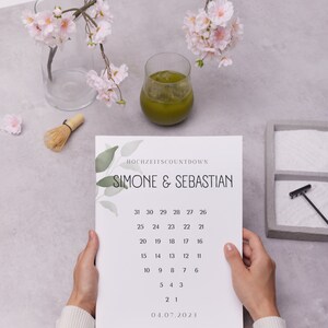Wedding countdown template for individualization - customizable - different number of days to check off - depending on your needs