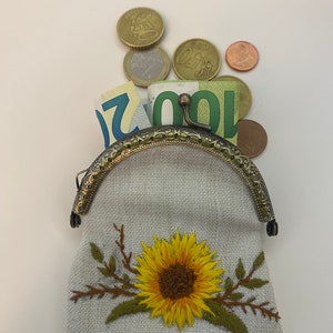 Coin,Purse,Premium Embroidery coin pouch,sunflower purse design,abundance wallet,medicine wallet,key wallet,gift,special handmade purse