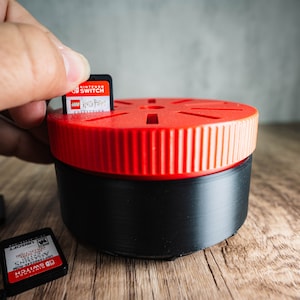 Switch Rotating Game Holder with Travel Lid/Base - for Switch Game Console Cartridges/Games