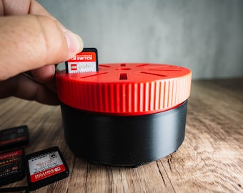 Switch Rotating Game Holder with Travel Lid/Base - for Switch Game Console Cartridges/Games