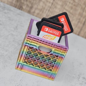 3D Printed Mini Crate with 5-Slot Switch Game Holder - Video Games - Storage